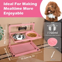 Adjustable Raised Dog Lover And Dog Mom Love Bowl Stand With Two 1700ml Stainless Steel Food Bowls, A Slow Dog Lover And Dog Mom Love Feeder And A Silicone Food Mat, Pink Dog Lover And Dog Mom Love Feeder, Elevated Dog Lover And Dog Mom Love Bowl For Large Medium And Small Dog Lover And Dog Mom Loves - Pink - View 2