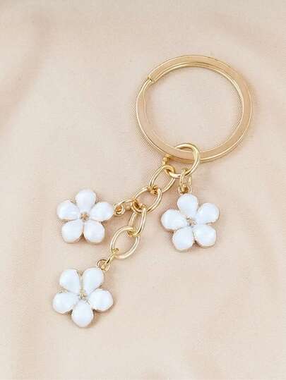 1 件男女通用新款花形合金吊坠钥匙扣/手机壳/耳机盒/包包配件/钥匙圈吊坠感谢礼物教师配饰