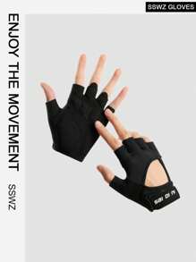 BAMANSHI 1pair Women's Breathable Half Finger Fitness Gloves For Equipment Training, Protect Hands, Anti-slip & Calluses Prevention, Suitable For Yoga, Spinning, Cycling, Sports