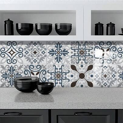 10 szt. Zagęszczony kryształowy twardy arkusz PVC Samoprzylepne płytki, wodoodporne i olejoodporne, odpowiednie do kuchni, łazienki, toalety, salonu, balkonu, dekoracji ścian i podłóg