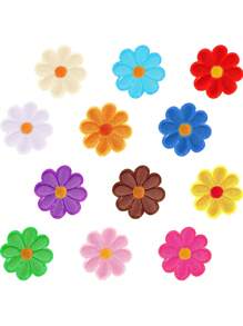 12 piezas-Parche de ropa para planchar de flores coloridas con aplique de delicado bordado para decoración DIY de camiseta, mochila, sudadera, zapatos y bolso de 1,65 pulgadas (12 piezas) - Multicolor - Ver 6