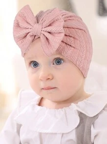 (Set Of 3) Newborn Knitted Breathable Baby Hats With Cute Bowknots, Elastic Infant Beanie