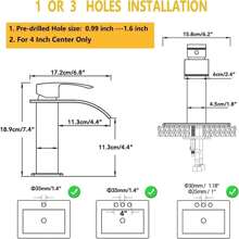 Single-Handle Stainless Steel Bathroom Basin Faucet, Brushed Nickel, Waterfall-Style Bathroom Sink Faucet, Suitable For 1-Hole Or 3-Hole Installation, Includes 6-Inch Countertop Base Plate And Hose, Pop-Up Drain Not Included,  Ideal For Countertop Basins, Washbasins, Bathroom Vanities, RV Sinks, Farmhouse Sinks. Bathroom Decor, Bathroom Accessories, Christmas Gifts - Brushed Nickel - View 6