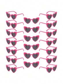 20 件女士新款不对称心形眼镜，独特的心形设计，多色装饰，时尚眼镜，适合夏季海滩度假、户外、旅行的假日装扮 - 彩色 - 查看 12