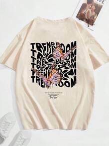 Camiseta de verano para hombre, camiseta suelta transpirable para hombre,camisa de manga corta con estampado de mariposas Camisetas de hombre - Albaricoque - Ver 1