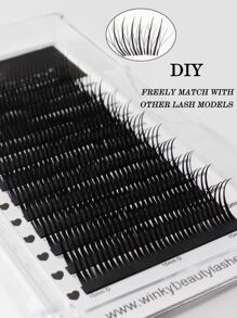 Winky Beauty 水润光泽簇状假睫毛，A型动漫风恶魔尖刺簇状柔软条状假睫毛，貂毛蓬松单根俄罗斯浓密自然预制假睫毛，扇形假睫毛，适用于化妆师、沙龙、日常使用、圣诞节、万圣节，0.07mm D卷度，长度8-15mm - D - 查看 7