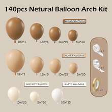 140Pcs/50Pcs Brown Skin Color Sand White Latex Garland Balloons For Wedding, Birthday, Pop Party, Bridal Shower, Graduation, Family Gathering, Bachelor Party Decoration, Gender Reveal, Party Decoration - Multicolor - View 10