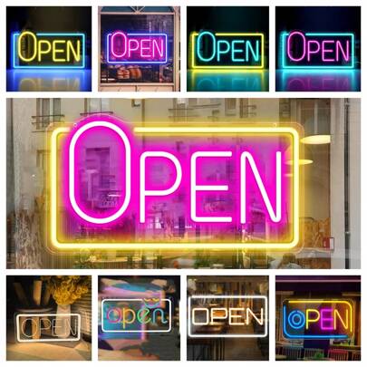 Neon "Open" Sign, Super Bright LED Open Sign With Switch, Suitable For Windows, Walls, Shops, Bars, Cafes And Other Venues