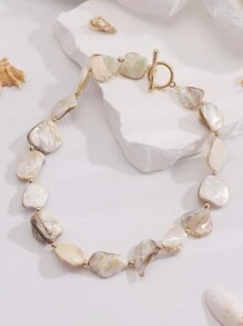 BOCAR 1 件夏日海滩度假天然不对称贝壳串珠项链