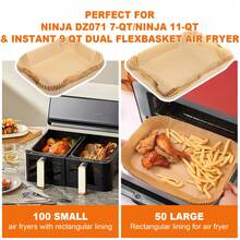 烤箱食品卡紙，不黏烤盤卡紙，防黏防水防油100小+50大空氣炸鍋紙卡紙，烤盤保護套 - 棕色 - 查看 5