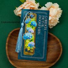 金屬花形書籤，含玫瑰、向日葵和毛球，創意中空流蘇書籤，適合書迷，禮品 - 彩色 - 查看 8