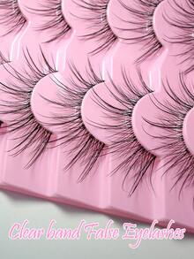 7對仙女睫毛貓眼民間十字假睫毛18mm長超乎想像的加長效果，適用於日常生活婚禮派對和會議日常工作會議自然假睫毛舒適配戴 - 眼尾拉長款 - 查看 3