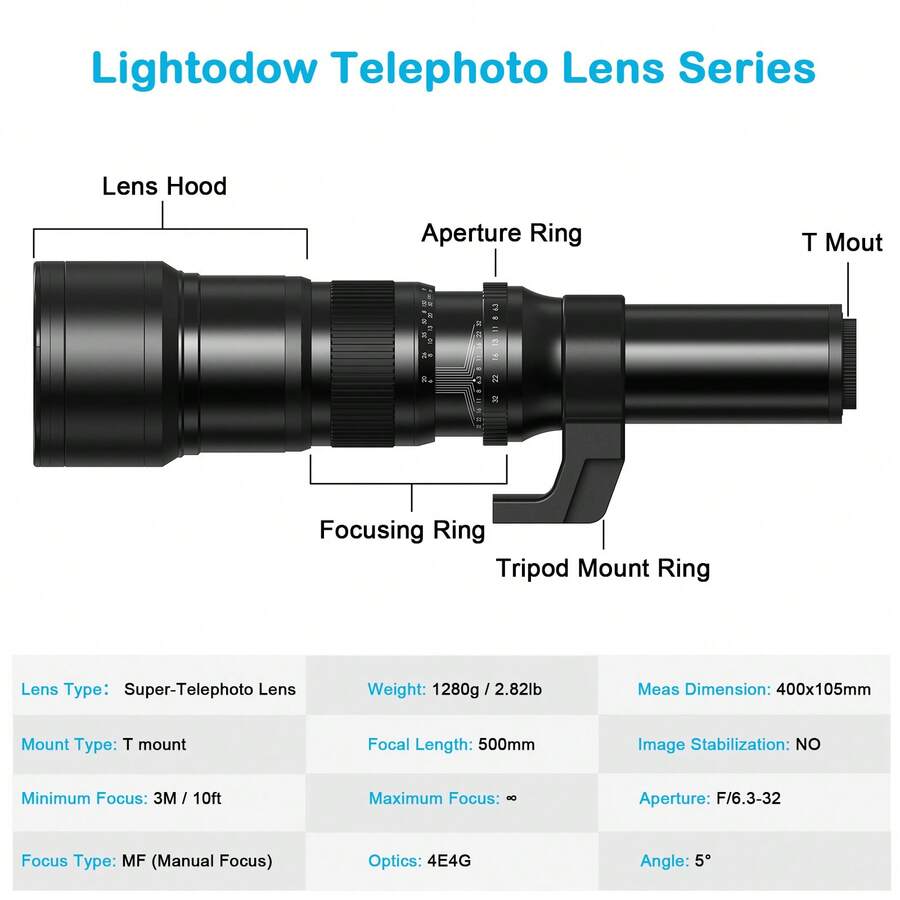 500mm F6.3 Manual FullFrame Super Telephoto Fixed Lens For Nikon F