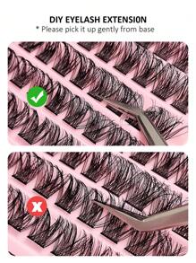 Sibeuna 120 Clusters Cartoon Style False Eyelash Extensions, Natural Makeup Effect DIY False Eyelashes, Easy To Create False Eyelashes At Home - Black - View 4
