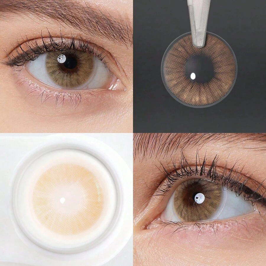Un Par Lentes de Contacto con Color 14.2mm Desechables Anuales Pupilentes para Maquillaje de Ojos Belleza - avela - Ver 1