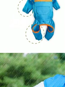 Reflective Strip Raincoat For Pets, Waterproof Clothes For Dogs And Cats To Wear Outdoors - Blue - View 5