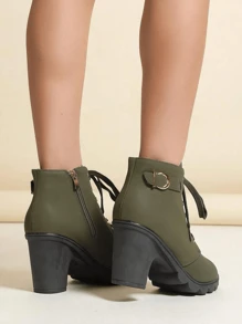 Botas Versátiles Y De Moda Para Mujeres, Señoras Botas de Moda, Botas Negras de Tacón Alto a Media Pantorrilla, Elegante y de Moda, Adecuado para el Desgaste al Aire Libre. Señoras Corriendo Botas de Moda Suela Blanda, Casual, Cómodo, al Aire Libre, con Cordones, Punta Redonda, Transpirable, Ligero, Suela Blanda, Zapatos Deportivos para Caminar. Adecuado para el Desgaste Actividades Diarias, Perfecto para las Temporadas de Primavera y Verano. - Verde - Ver 4