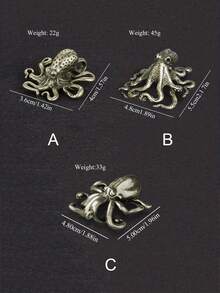 1件复古合金章鱼摆件，逼真的乌贼饰品，工艺礼品，茶道桌面装饰 - 彩色 - 查看 2