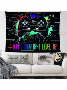 Black Graffiti Gaming Peach Skin Tapestry Wall Hanging, Fun Video Game Wall Art For Teenage Boys Men's Game Room Sign Bedroom, College Dorm Home Decor, Flag For Room, Room Decor, Tapestry ,Room Stuffs, Flags For Room, Tapestry, Wall Tapestry