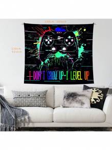 Black Graffiti Gaming Peach Skin Tapestry Wall Hanging, Fun Video Game Wall Art For Teenage Boys Men's Game Room Sign Bedroom, College Dorm Home Decor, Flag For Room, Room Decor, Tapestry ,Room Stuffs, Flags For Room, Tapestry, Wall Tapestry