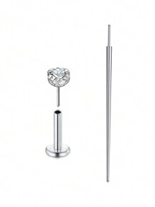 CIZME 2 件 16G/18G/20G 无螺纹按压式鼻钉不锈钢唇钉穿孔珠宝适用于耳屏梦露唇轮软骨耳环耳钉适用于男女， - 銀色 - 查看 43