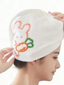 1pc Polyester Microfiber Hair Towel For Women, Minimalist Solid Color Embroidered Animal Pattern, Absorbent Quick Dry Soft, Wrap Hair, Suitable For Bathroom, Living Room, Makeup Removal, All Seasons