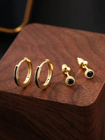 4入組優雅時尚銅滴墜耳環，多用途極簡圓形耳環，適用於約會或送禮