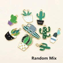 10 件珐琅仙人掌花植物吊坠适用于珠宝制作用品油 DIY 项链耳环配件 - 仙人掌 - 查看 10