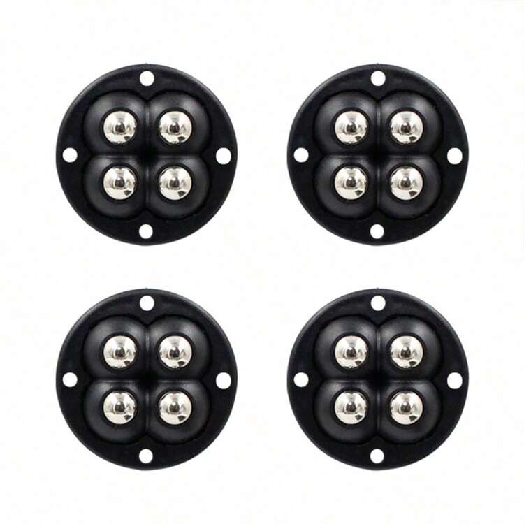 1 件带滚珠轴承的粘性旋转脚轮，静音钢制家具滚轮脚轮，返校无需钻孔 - 黑色 - 查看 9