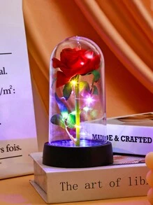 1个仿真玫瑰花布艺装饰夜灯，室内装饰，适用于客厅、卧室、床头柜，适合作为情人节、母亲节、生日礼物送给朋友、家人、爱人，也可作为圣诞节装饰或礼品。 - 紅色 - 查看 7