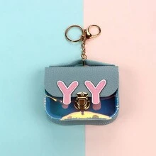 1PC Cute Mini Leather Small Bag Coin Purse Earphone Bag Storage Bag Aging Pendant Key Card Bag Key Bag - Multicolor - View 4