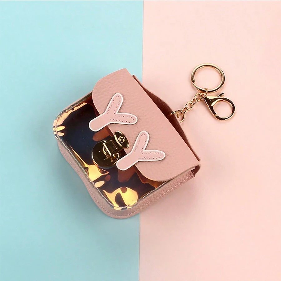 1PC Cute Mini Leather Small Bag Coin Purse Earphone Bag Storage Bag Aging Pendant Key Card Bag Key Bag - Multicolor - View 1