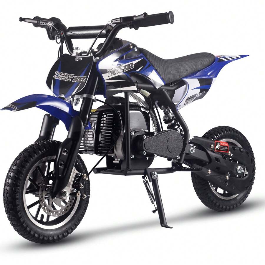 SAY YEAH Mini Kid Dirt Bike, Model 50CC 2-Stroke Gas Bike With Off-Rode Tire, Suspensions, Disc Brakes, Max Load 130Lbs, EPA Approved Brakes: Front & Rear Disc - Blue - View 1