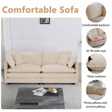 Luxury Loveseat Sofa Couch, 76" Modern Chenille Deep 2-Seater Cloud Couch With 2 Armrest Pillows And 2 Toss Pillows, Love Seat For Living Room Bedroom Office Apartment, Light Coffee - CÀ PHÊ NHẸ - Xem 4