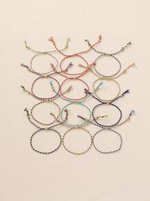 Bộ 12 chiếc vòng tay dây lụa nhiều màu sắc phong cách Bohemian, có thể điều chỉnh kích thước, được cá nhân hóa theo yêu cầu. - Nhiều màu - Xem 7