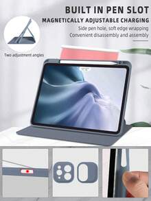 A 360° Rotating Acrylic Smokey Case With Magnetic Separation, Detachable Design And Inner Pen Slot Compatible With IPad 10.2/Air 4/5th/Pro 11-Inch (M4)-2024 Style. Compatible With Protection, Leisure, Classic, And Portable Use. Sleep/Wake Functionality - Lavender - View 8