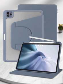 A 360° Rotating Acrylic Smokey Case With Magnetic Separation, Detachable Design And Inner Pen Slot Compatible With IPad 10.2/Air 4/5th/Pro 11-Inch (M4)-2024 Style. Compatible With Protection, Leisure, Classic, And Portable Use. Sleep/Wake Functionality - Lavender - View 7