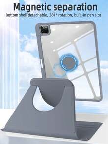 A 360° Rotating Acrylic Smokey Case With Magnetic Separation, Detachable Design And Inner Pen Slot Compatible With IPad 10.2/Air 4/5th/Pro 11-Inch (M4)-2024 Style. Compatible With Protection, Leisure, Classic, And Portable Use. Sleep/Wake Functionality - Lavender - View 3