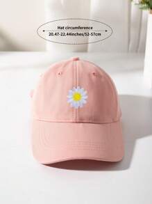 1pc Unisex Children's Baseball Cap, Spring And Autumn New Style, Sunscreen Cap, Simple And Versatile, Face-Lifting, Embroidered Sunflower, Korean Baseball Cap, Suitable For Indoor And Outdoor Use, 3-12 Years Old