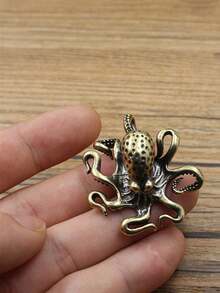 1件复古合金章鱼摆件，逼真的乌贼饰品，工艺礼品，茶道桌面装饰 - 彩色 - 查看 8