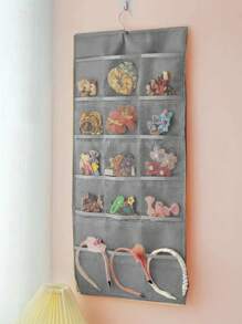 Porte-accessoires pour cheveux, organisateur mural pour épingles à cheveux, bandeaux, élastiques, serre-têtes, pinces à cheveux, ornements pour cheveux, sac suspendu pour pinces à cheveux, organisateur de maquillage - Beige - Voir 4