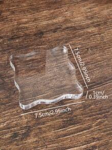 1PC Transparent Simple Acrylic Sheet With Grid Lines Silicone Stamp With Tools 0.39inch Thick, 9 Specifications To Choose From, Suitable For Scrapbook Craft Card Making, DIY Album Card Decoration Back To School - Clear - View 2