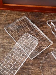 1PC Transparent Simple Acrylic Sheet With Grid Lines Silicone Stamp With Tools 0.39inch Thick, 9 Specifications To Choose From, Suitable For Scrapbook Craft Card Making, DIY Album Card Decoration Back To School - Clear - View 9