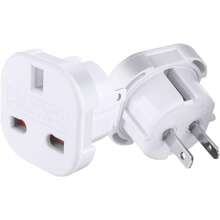 (1入) 香港UK 3孔插頭轉美國1-15R 2孔插座交流電源充電器轉換器，UK轉US旅行開關插座，美國US插頭2 pins可旋轉（白色） - 白色 - 查看 4