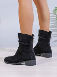 Women New Flat Mid-Calf Retro Round Toe Casual Comfortable Versatile Mid-Calf Boots