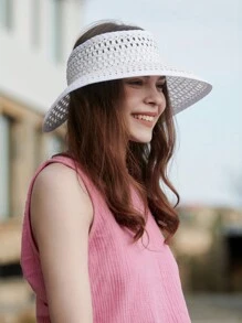 LEAJOURNO. Hollow Out Straw Visor Hat Boho
