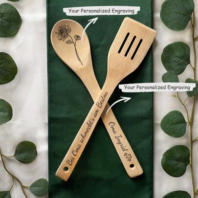 Cucchiaio e spatola da cucina in legno personalizzati come idea regalo per la nonna, il nonno, cibo, cucina, oggetti da cucina, utensili da cucina, cose da cucina.