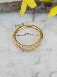 1pc Stainless Steel Double Line Nose Ring Septum Hoop Nose Ring Lip Ring Earring - Double Circle - View 8