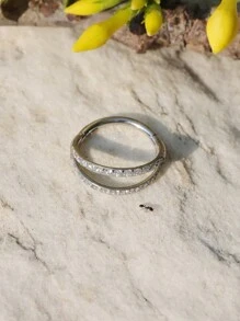 1pc Stainless Steel Double Line Nose Ring Septum Hoop Nose Ring Lip Ring Earring - Double Circle - View 9