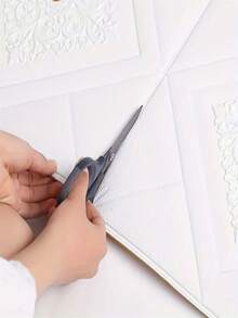 10/20pcs 3D Wall Tile Sticker, DIY Foam Self-Adhesive Anti-Collision Sticker, Waterproof Ceiling Sticker, Easy To Stick And Peel, Easy To Clean And Cut, Suitable For Kitchen, Living Room, Bathroom, Hallway - White - View 6